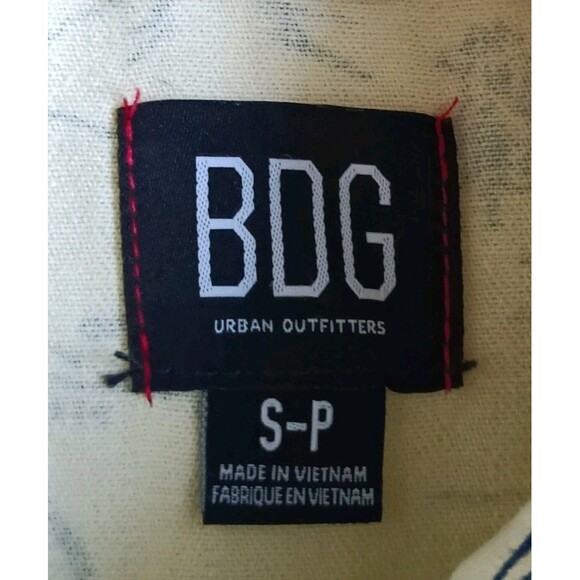 Urban Outfitters BDG Shirt Jacket Men's Small Graphic Print Yellow Denim Pockets - Picture 3 of 9